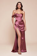 Minimal Chic Mauve Pink Bodycon High Slit Maxi Dress