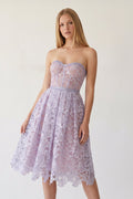 Lace Strapless Floral Midi Dress