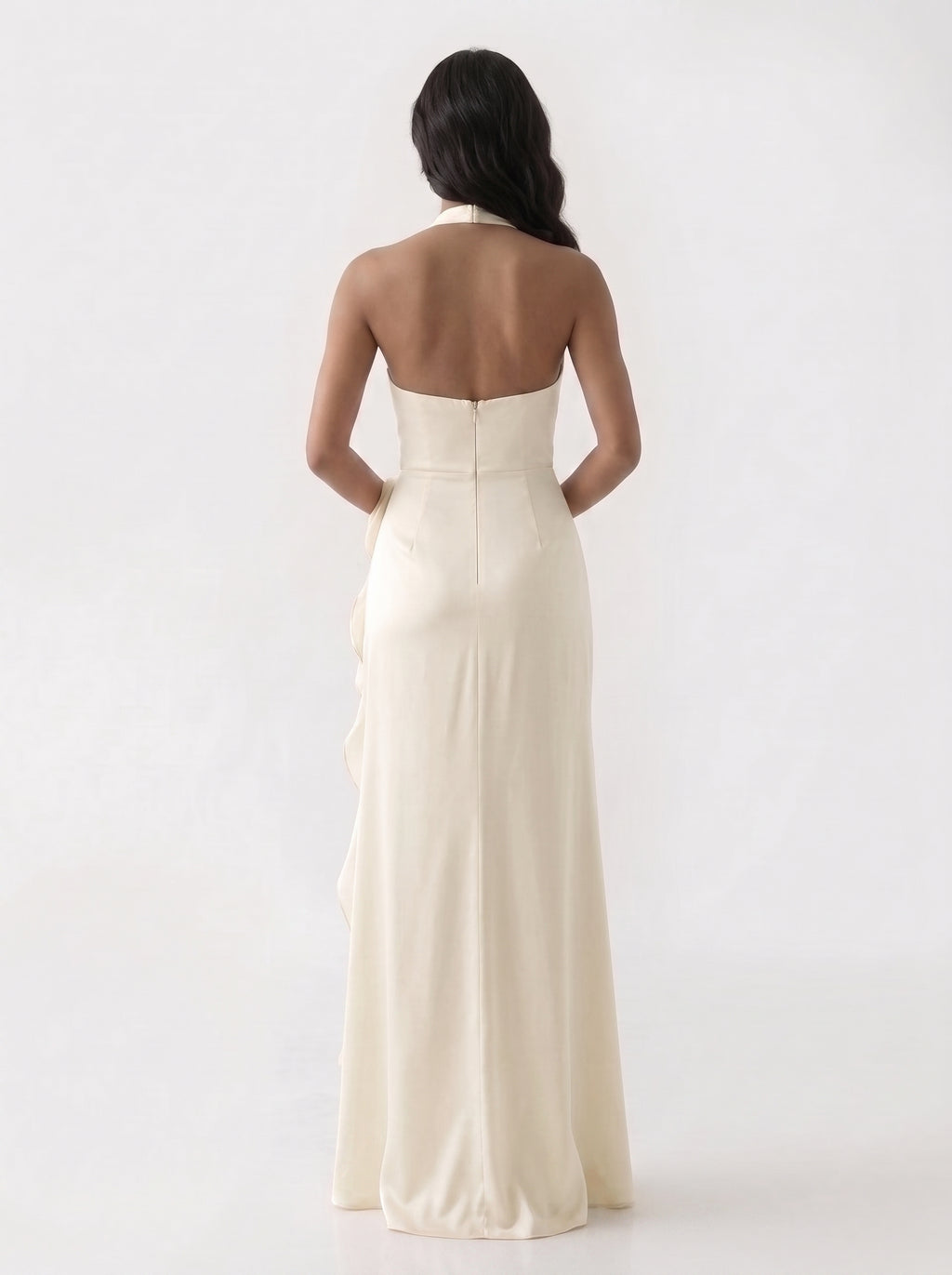 3D Flower Satin Maxi Dress