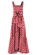 Women’s Red Striped Bow Tie Midi Dress
