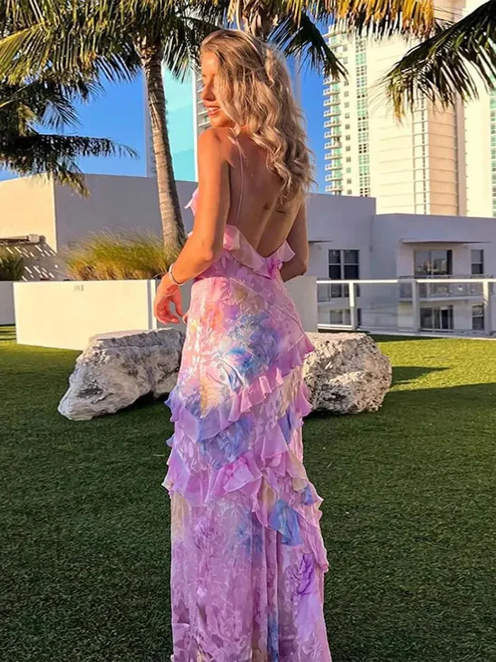 Women's Sleeveless Summer Dress with Ruffles