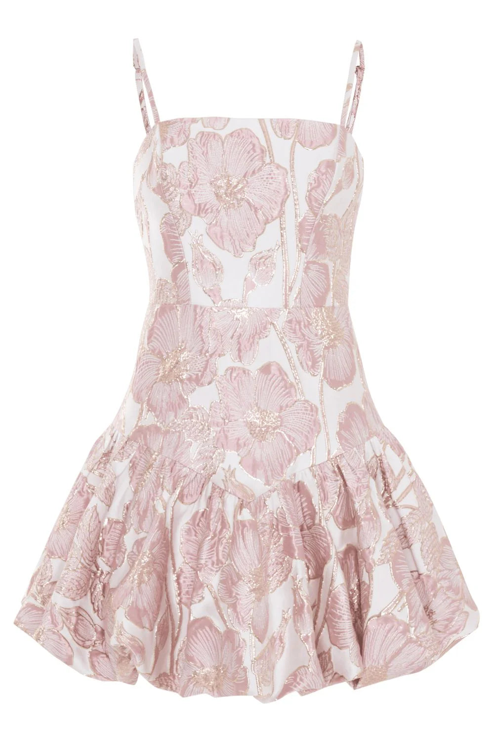 Women's Pink  Floral Jacquard  mini Dress