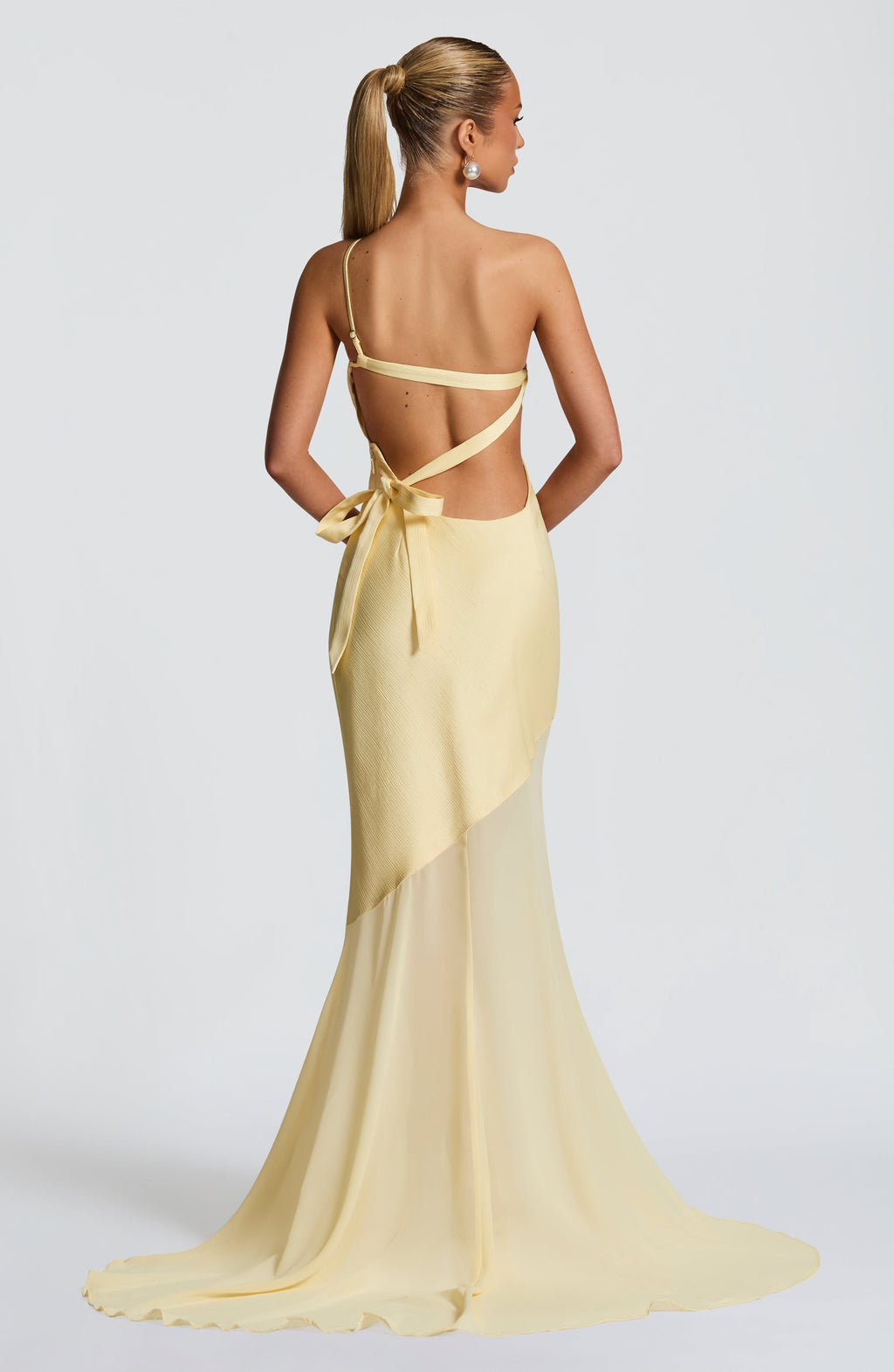 Yellow One Shoulder Asymmetric Draped Maxi Dress