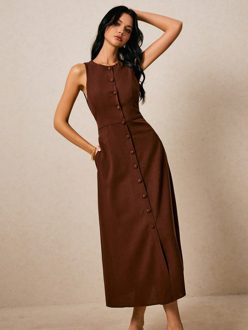 <a href="https://beryn-boutique.com/dress">
<img src="xxx.jpg" alt=<  Women's Round NecK Single-Breasted Sleeveless Brown  Dress">
</a>

