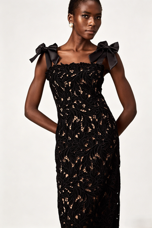 Black Vintage Embroidered Dress