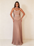 Corset&Pleated Maxi Skirt Wedding Guest Dress
