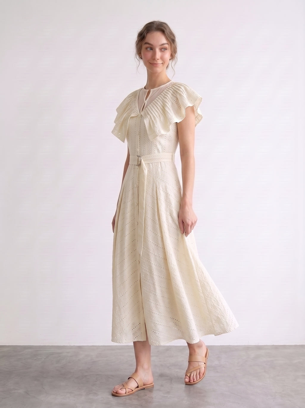 <img src="https://www.berynea.com/" 
       alt="Elegant White Ruffle Midi Dress with Belt – Button Front A-Line" 
       loading="lazy" />
