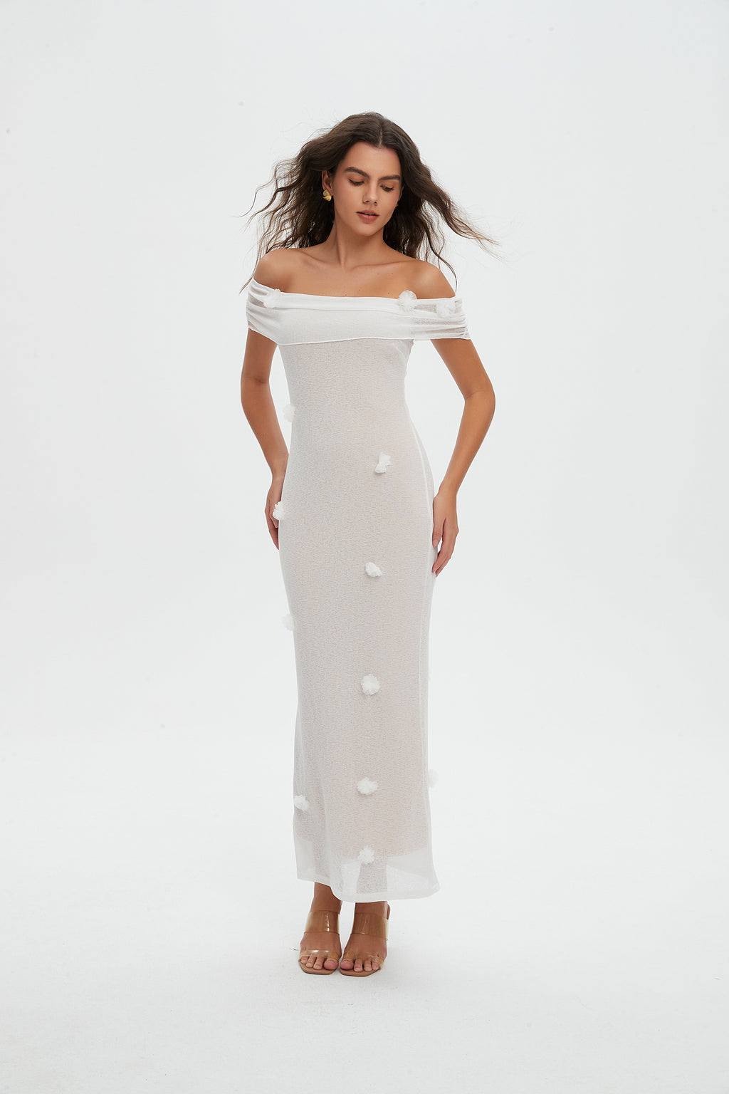 Romantic White Off-the-Shoulder Maxi Dress