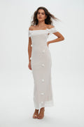 Romantic White Off-the-Shoulder Maxi Dress