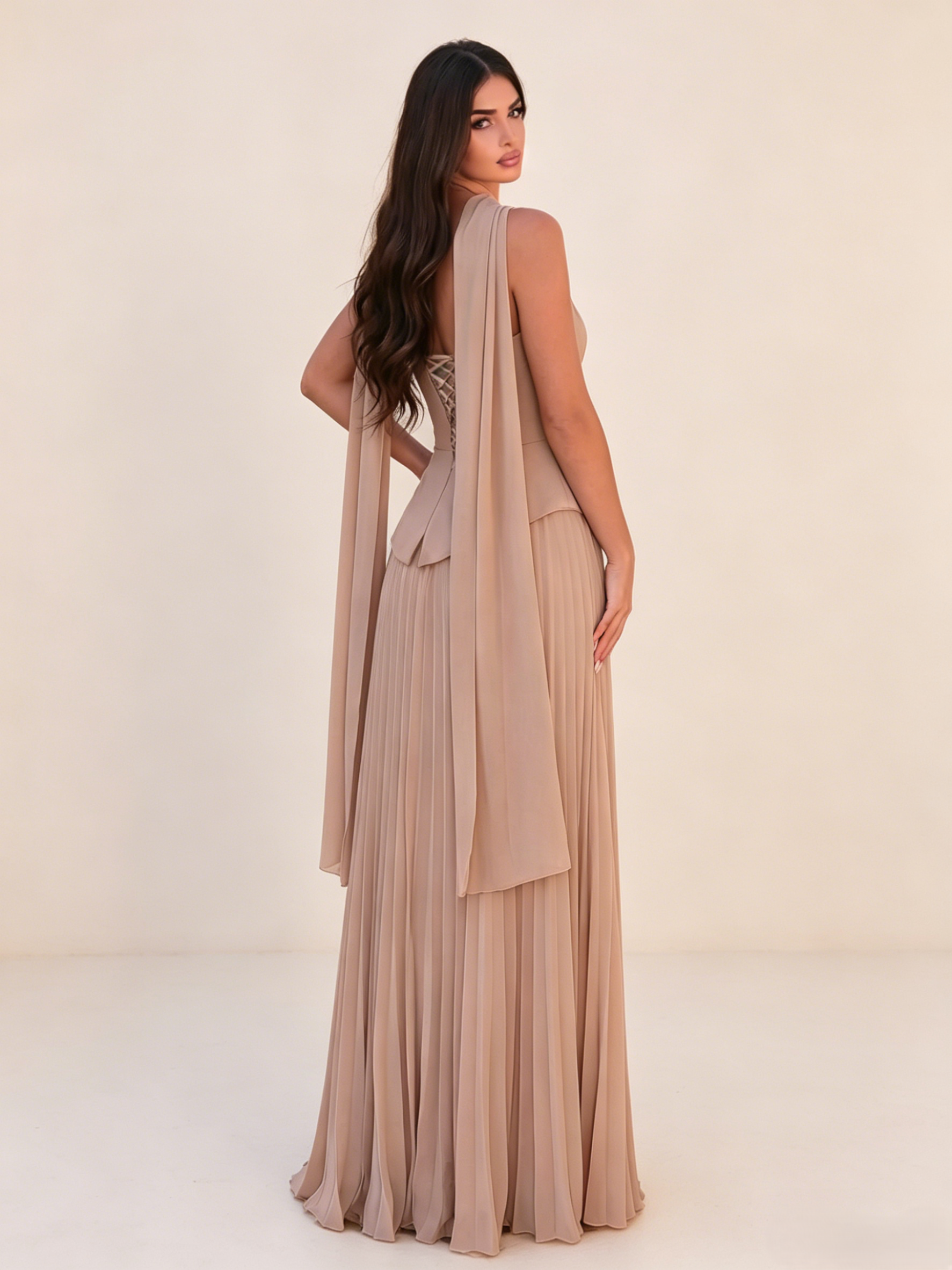Corset&Pleated Maxi Skirt Wedding Guest Dress