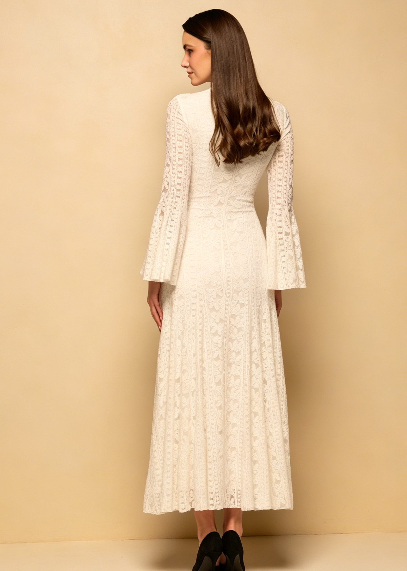High Neck Lace Maxi Dress