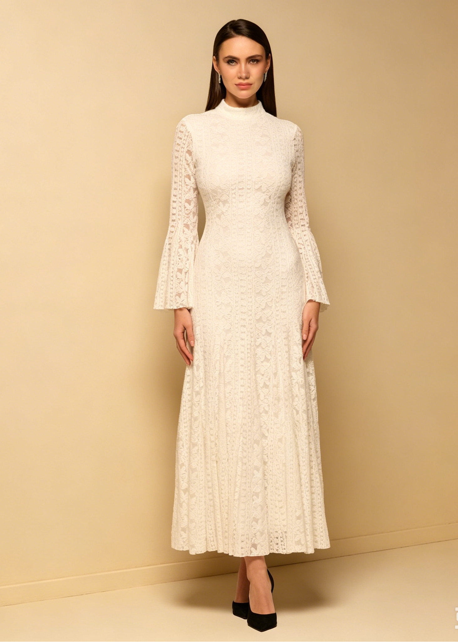 High Neck Lace Maxi Dress