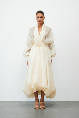 Elegant Asymmetrical Chiffon Maxi Dress