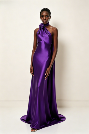 Satin Off Shoulder Evening Dress For Wedding & Banquet