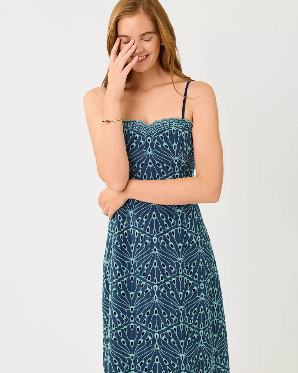 Geometric Print Midi Spaghetti Strap Dress