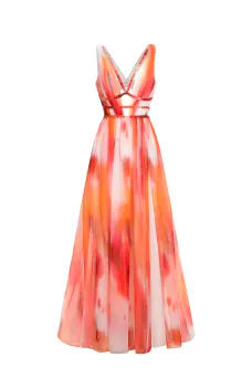 Sleeveless V-Neck Diamond Maxi Dress