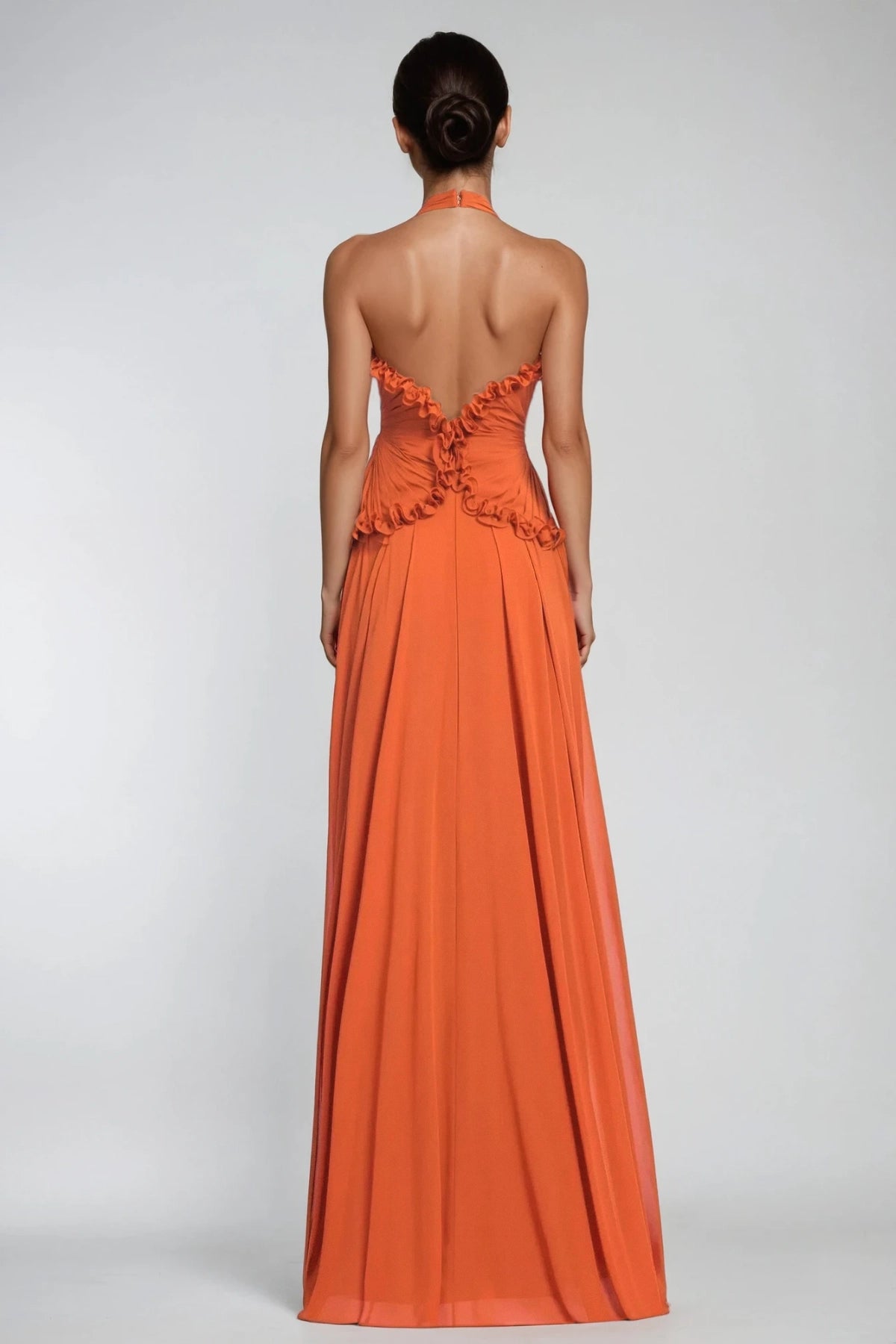 Orange Ruffle Maxi Dress – Berynea