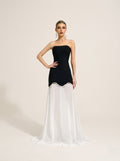 Elegantes schwarz-weißes Lagenkleid