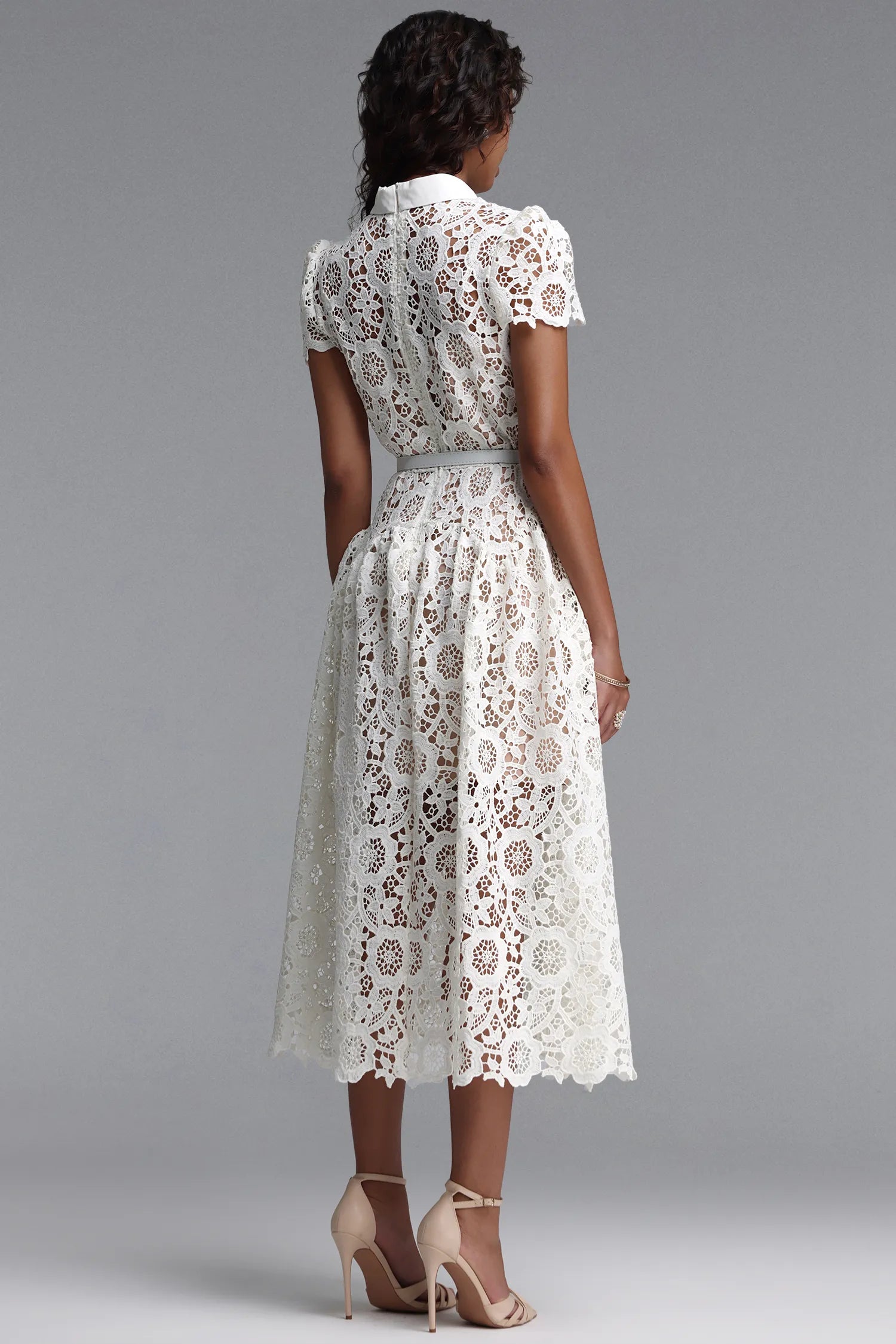White Floral Lace Maxi Dress | Berynea