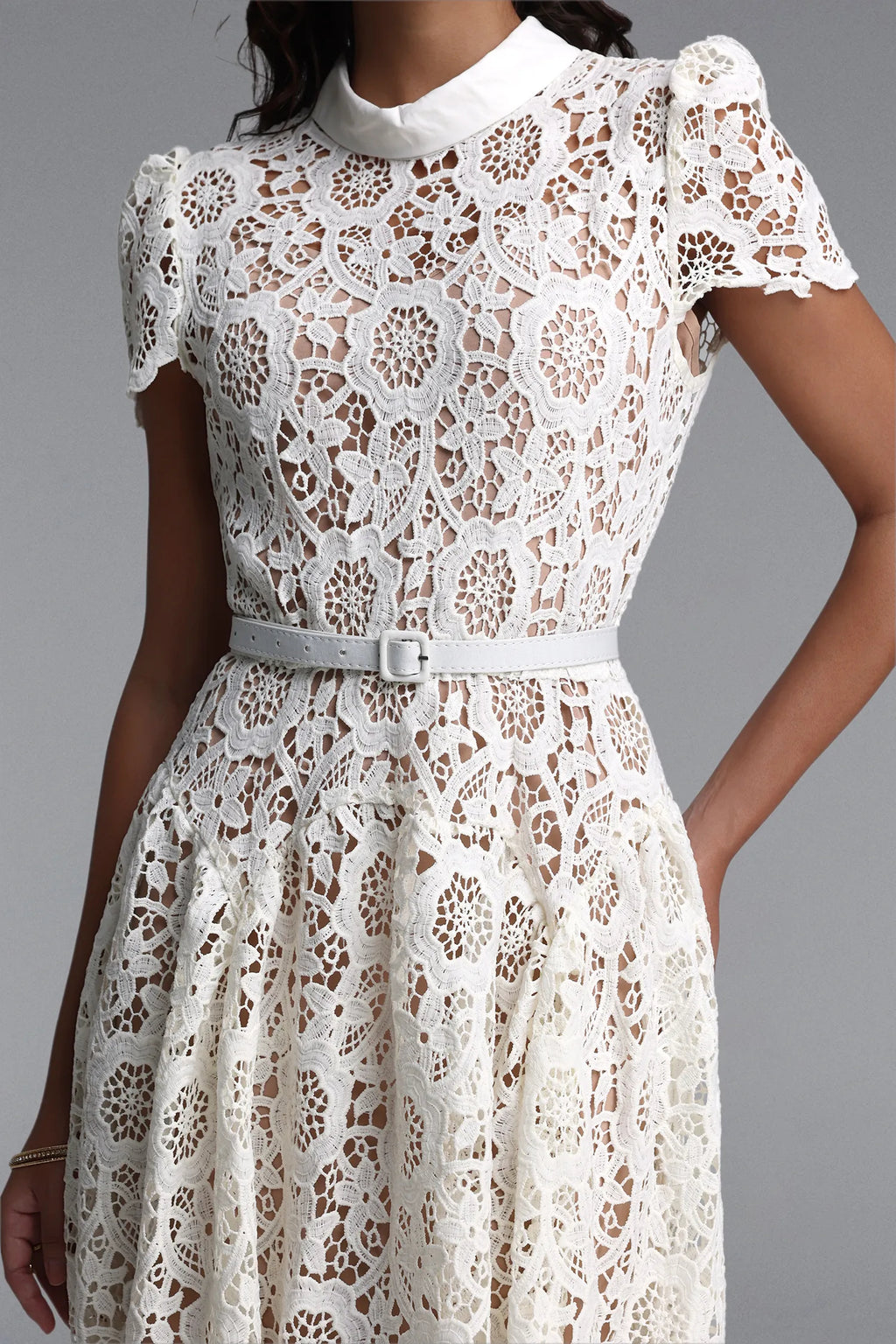 White Floral Lace Maxi Dress | Berynea