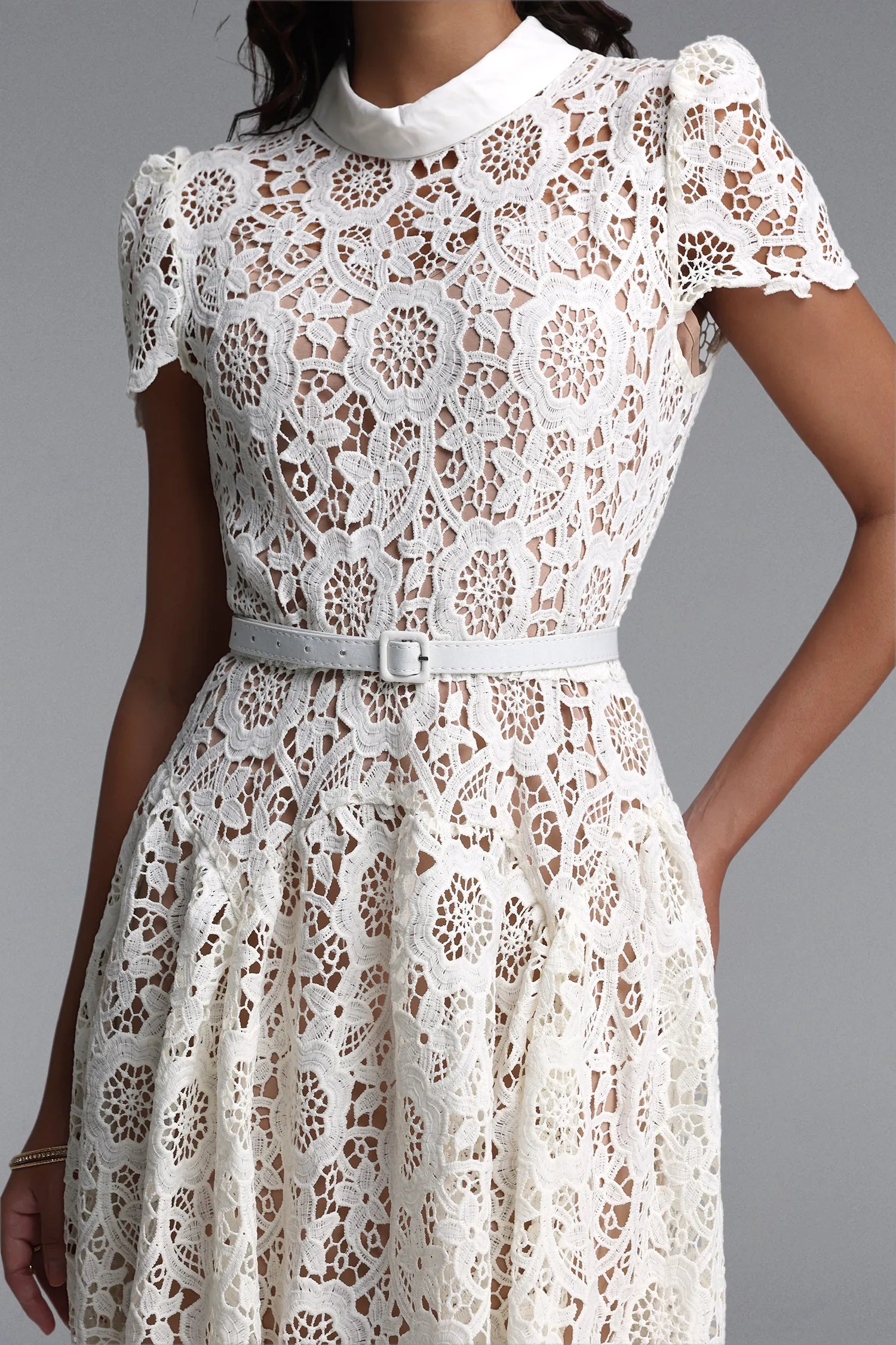 White Floral Lace Maxi Dress | Berynea