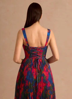 Floral Pleated Midi Dress