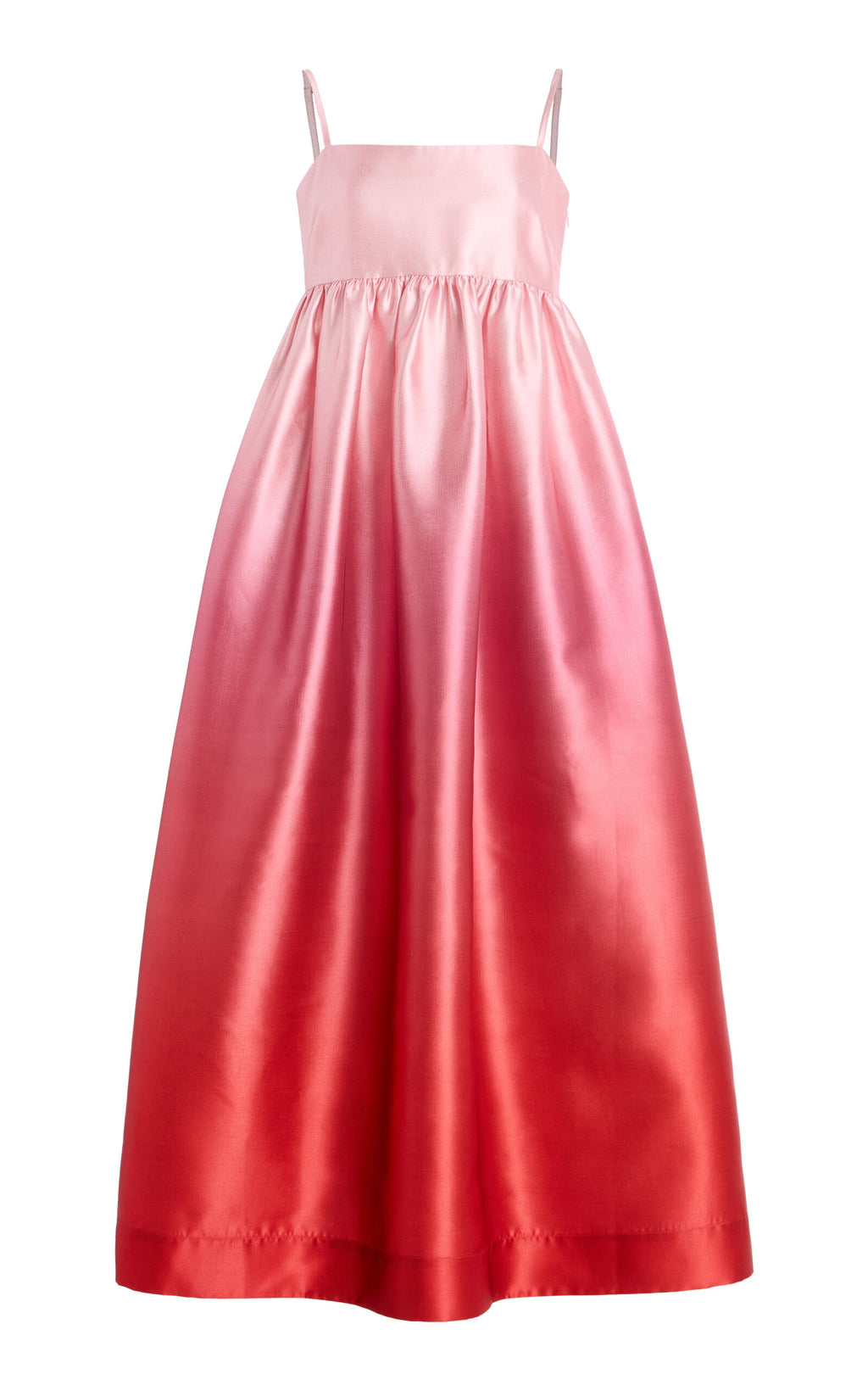 Gradient Red Satin Slip Maxi Dress