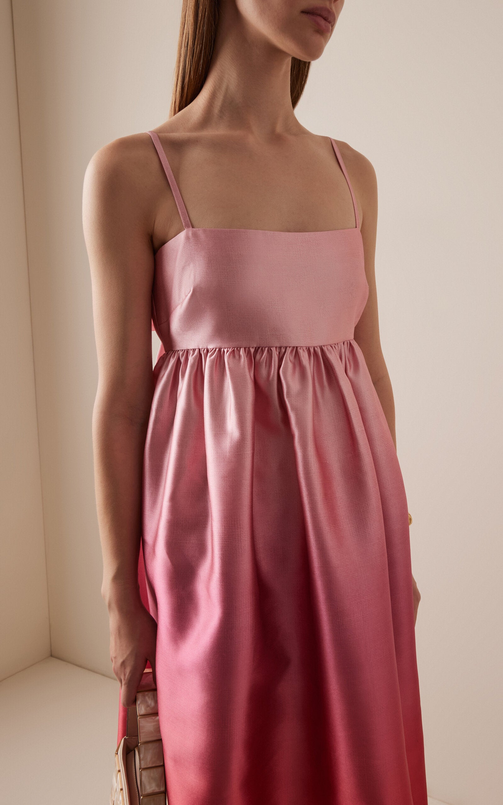 Gradient Red Satin Slip Maxi Dress