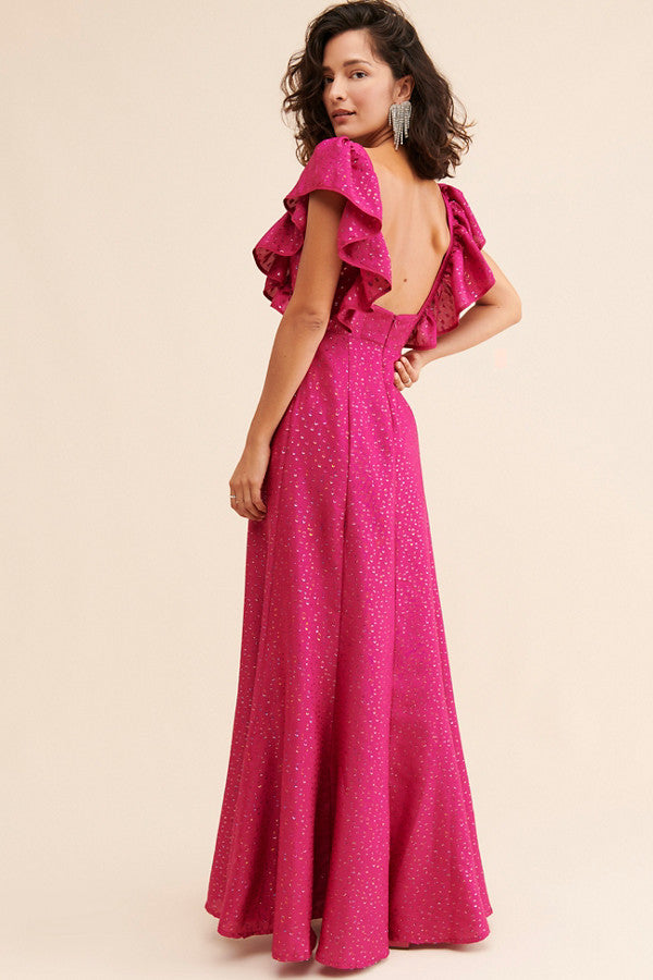 Ruffled Open-Back Maxi Dress
