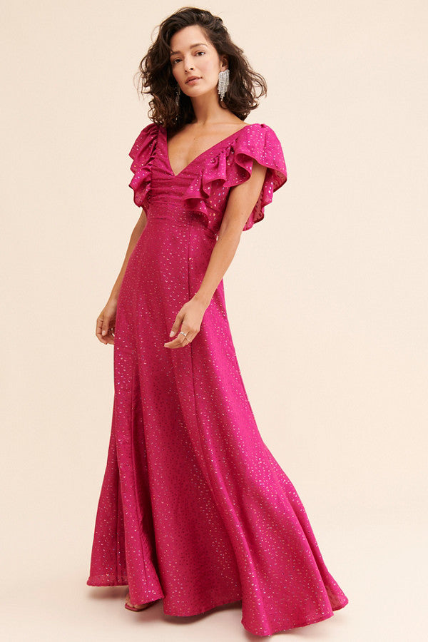 Ruffled Open-Back Maxi Dress