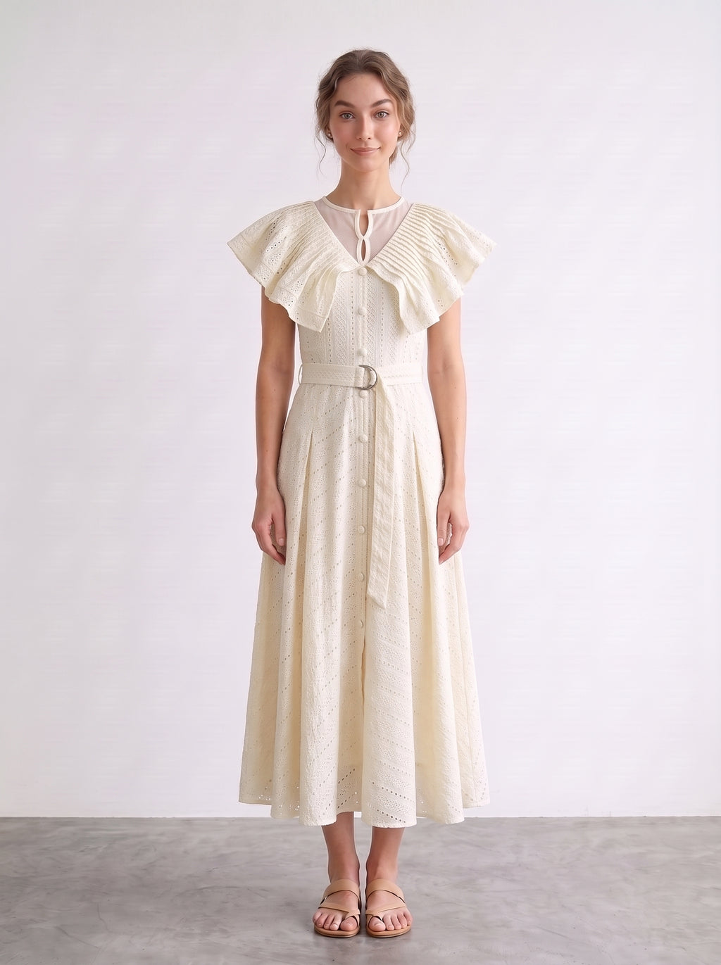 <img src="https://www.berynea.com/" 
       alt="Elegant White Ruffle Midi Dress with Belt – Button Front A-Line" 
       loading="lazy" />