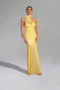 Ulasa Sleeveless Ruched Mesh Maxi Dress