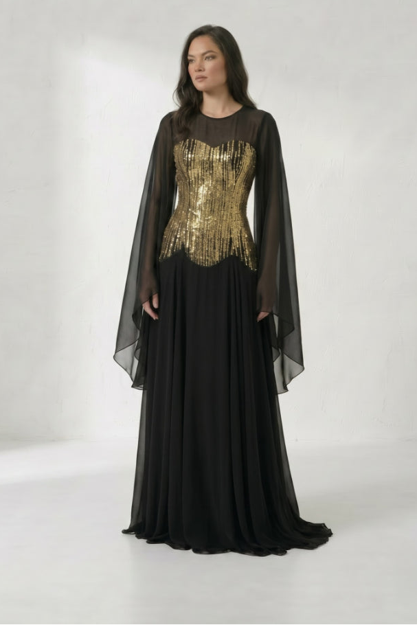 < img src="https://www.berynea.com/" 
       alt="Black Gold Sequin Chiffon Cape Sleeve Maxi Gown | Formal Evening Dress | Berynea" 
       loading="lazy" />