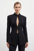 
< img src="https://www.berynea.com/" 
       alt="Black Cut Out Blazer for Women | Stand Collar Zip Front Structured Tailored Jacket" 
       loading="lazy" />