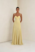 Maxi abito in chiffon giallo Sweetheart | Vestito a corsetto