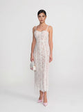 White Lace Midi Dress Elegant Cocktail