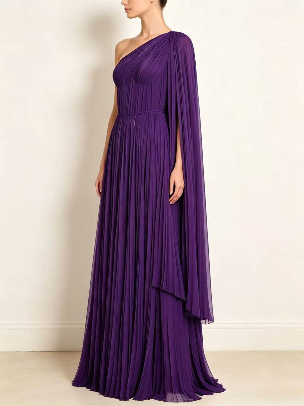Purple Chiffon Evening Gown