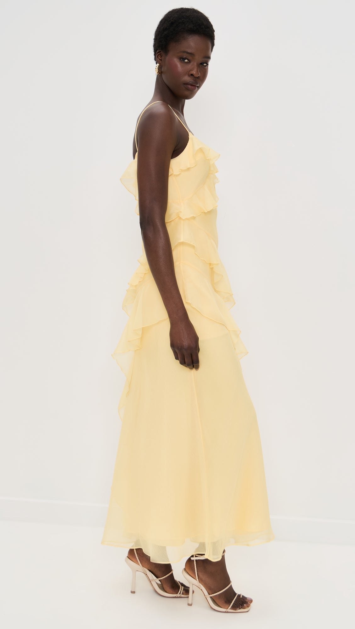 Yellow Ruffle Slip Maxi Dress