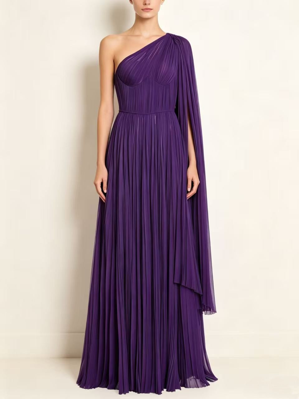 Purple Chiffon Evening Gown