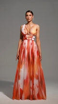 Sleeveless V-Neck Diamond Maxi Dress