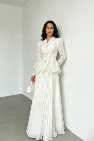 Ivory Lace Two-Piece Bridal Dress