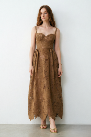 Coffee Sweetheart Corset Midi dress