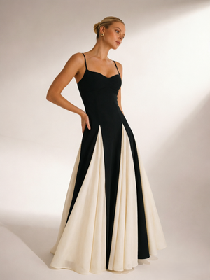 Strap Contrast Color Classy  Maxi Dress