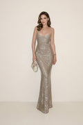 Backless Sparkly  Gown for  Wedding Guest