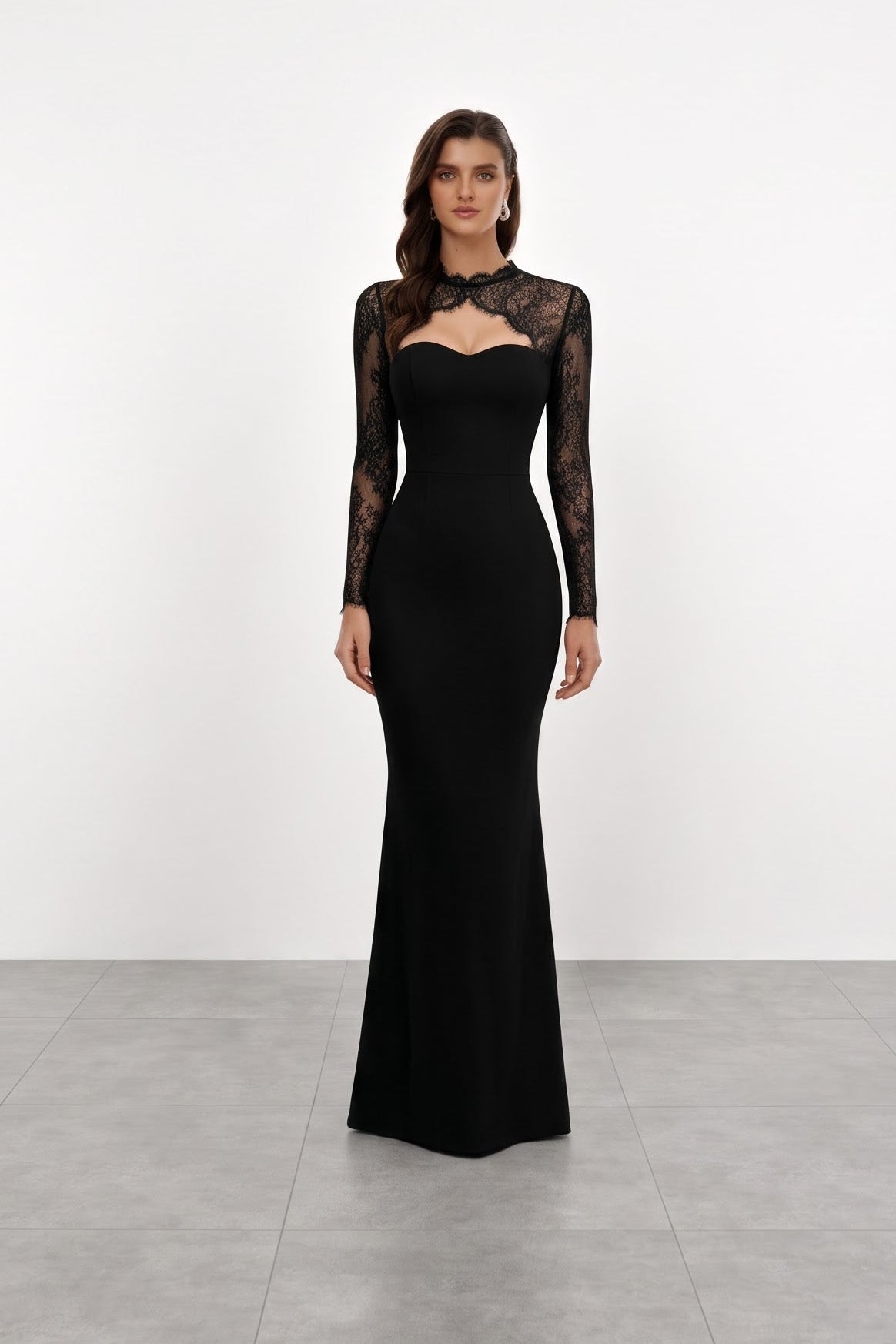 Black High Neck Formal Gown