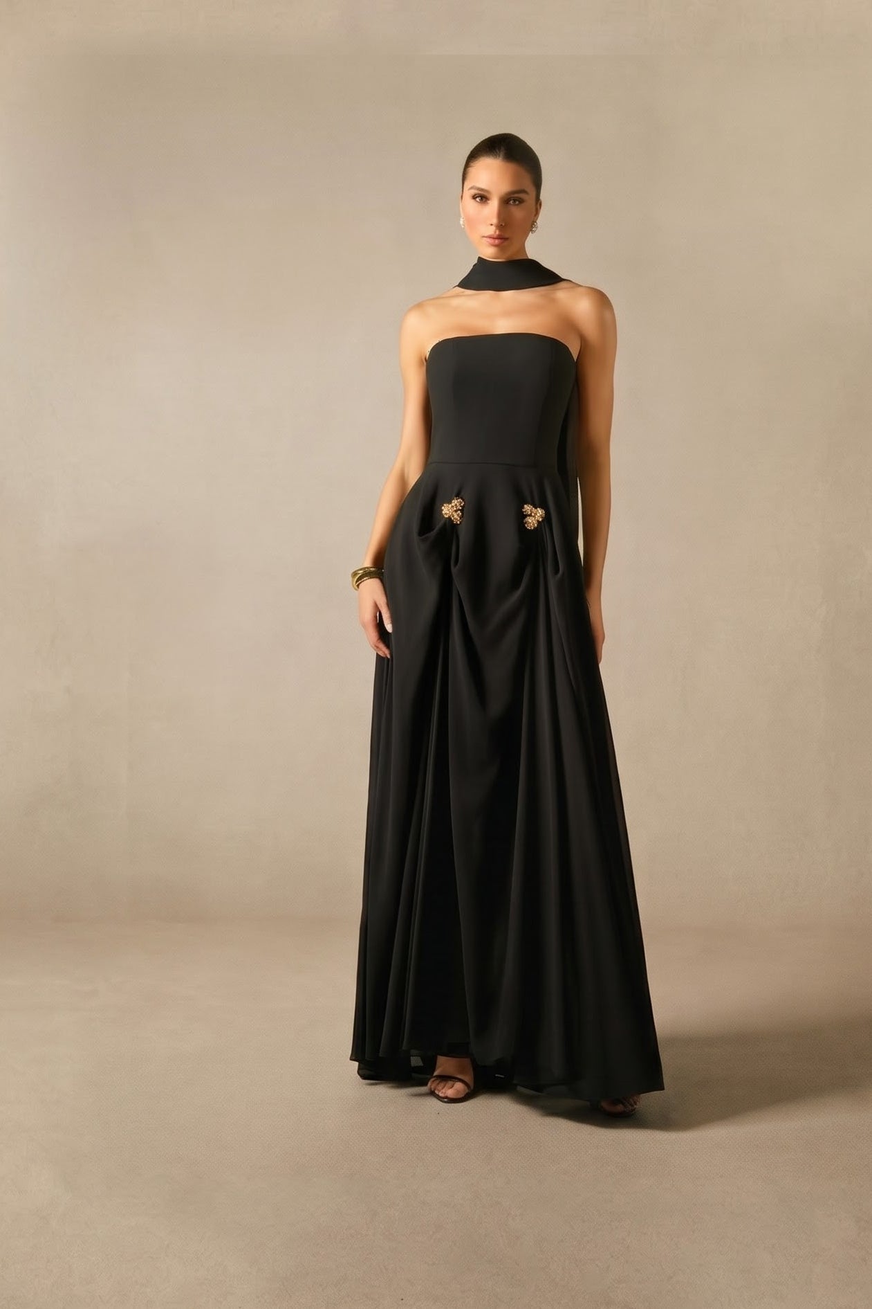 Black Strapless Maxi Gown