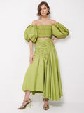 Boho Green Off Shoulder Top and Skirt