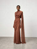Chocolate Draped Formal Maxi Dress