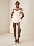 Miniabito in chiffon bianco plissettato