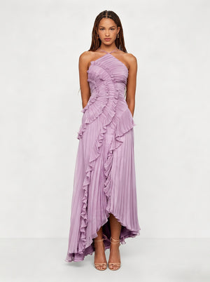 Flowy Pleated Halter  Vacation Dress